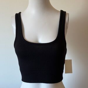 Open Edit Black Cropped Tank Top Size S, Top Only